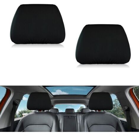 Auto Housse de Appui Tête Universelle Housse d'Appui-Tête de Voiture Lavable Housses de Protection pour Toutes Les Voitures SUV Truck Jeep 2 Pièces Noir