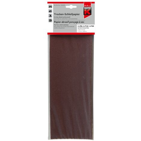Auto-K Trocken-Schleifpapier 2 x P 80/P 120, 1 x P 180 Schleifen Schmirgelpapier