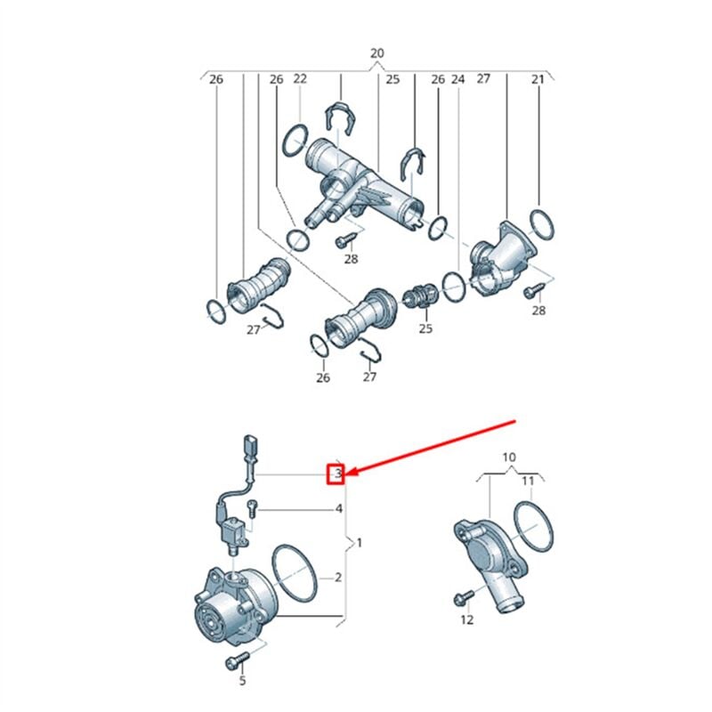 Image of Tlily - Auto-KüHlmittel-Wasserpumpen-Magnetventil 04L907284 für A1 A3 A5 A6 Golf 2011-2017