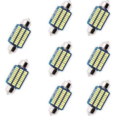Auto-LED-Glühbirne, 8 Stück, 36 mm, 500 Lumen, 3 Watt Lumen, 30 MSD, 12 V LED-Innenbeleuchtung, Auto-LED, C5W LED, Xenon, Plug and Play, LED-Auto-Deckenleuchte, Weiß
