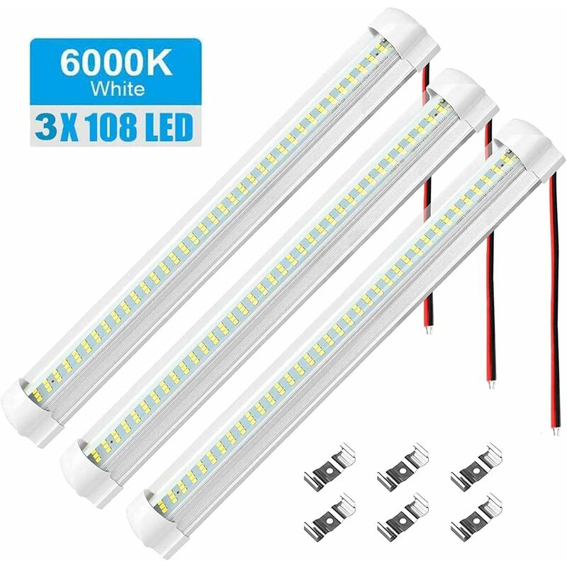 Auto LED Strip 108 SMD LED Car Interior 2200LM DC 12V 8W Bright LED Strip for Motorhome Bus Caravan Boat 330mm with On/Off Switch