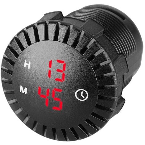 Auto-LED-Uhr, Touch-Uhr, wasserdichte Digitaluhr für Auto, 12 V/24 V, Mini-LED-Digitaluhr, Mini-Motorraduhr, Durchmesser 2,01 Zoll, für Auto, Schiff, SUV, Rot, FLITI
