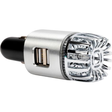 Auto Lufterfrischer mit zwei USB-Ports, ionisiert & reinigt die Luft, entfernt schlechte Gerüche, ideal für Allergiker + Raucher (Silver)