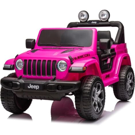 TECNOBIKE SHOP Auto Macchina Elettrica per Bambini JEEP FIAT Wrangler RUBICON 12V 2 Posti con Monitor 4" Mp4 - Sedile in Pelle -Rosa