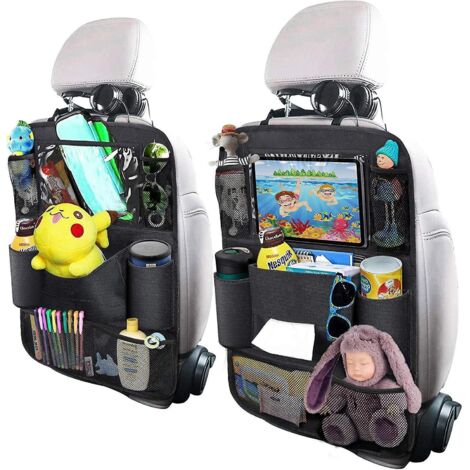 Auto-Organizer, 2-teiliger Autositzschutz, Trittschutz für Babys/Kinder, wasserdichter Sitzschutz mit mehreren Aufbewahrungstaschen und Stütze