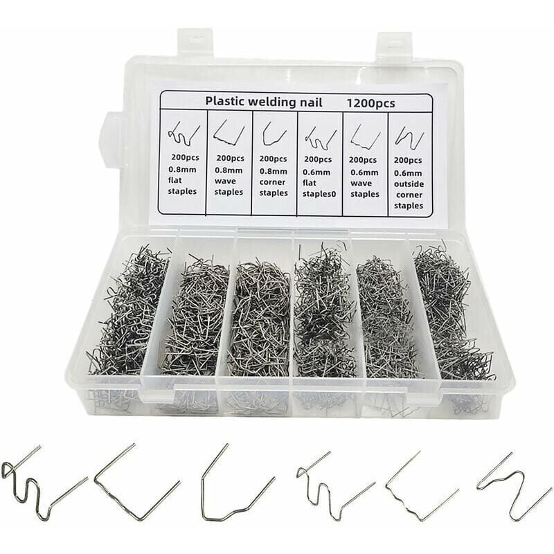 Auto Plastic Repair Hot Staples for Car Bumper Plastic Welding Repairs, 1200pcs