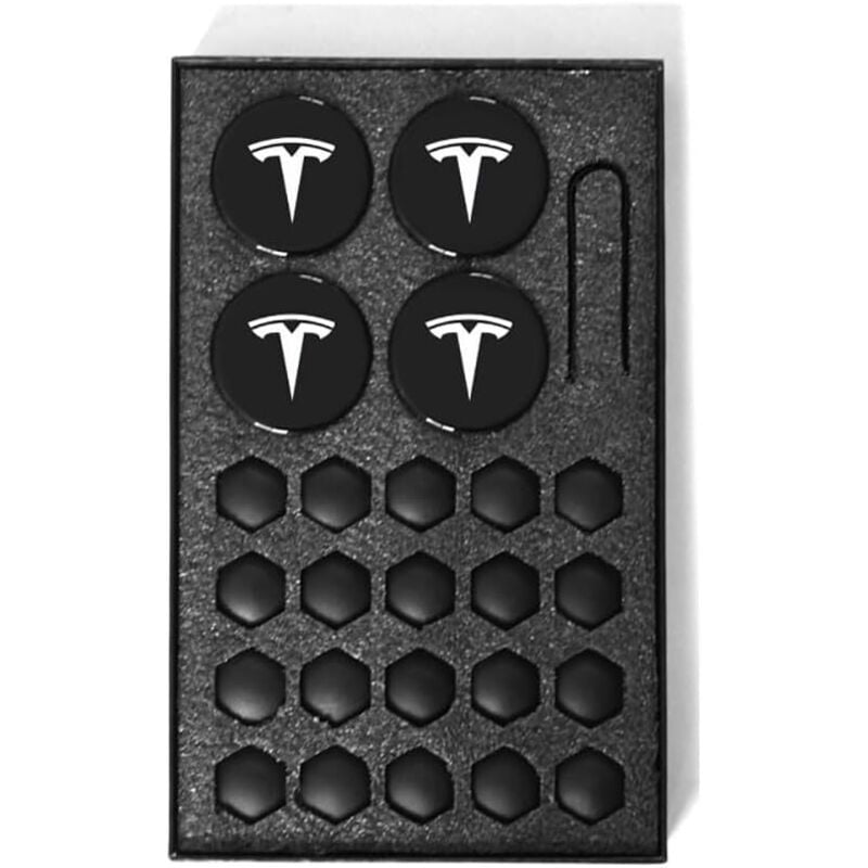 Image of Auto-Radnabenkappen für Tesla Model 3 Y, Felgenemblemabdeckung, Radnabenkappen, Weiß