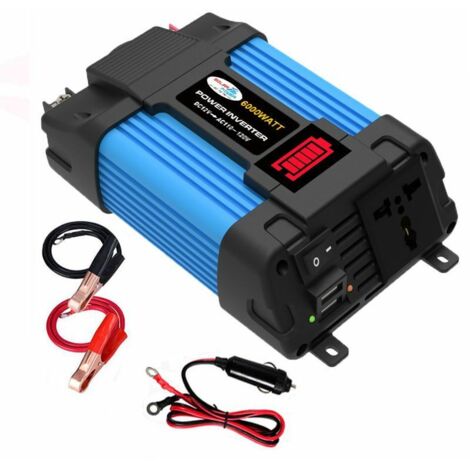 Auto-Spannungswandler, 500 W, 12 V auf 220 V, Dual-USB, 205 117, 58 mm, blau, Spannungsschutz