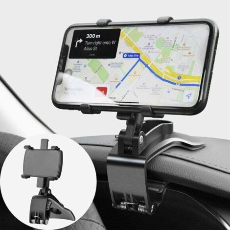 Auto-Telefonhalterung, 360-Grad-Drehung, Armaturenbrett-Handyhalterungen für Auto-GPS und 4-7-Zoll-Smartphones (schwarz)
