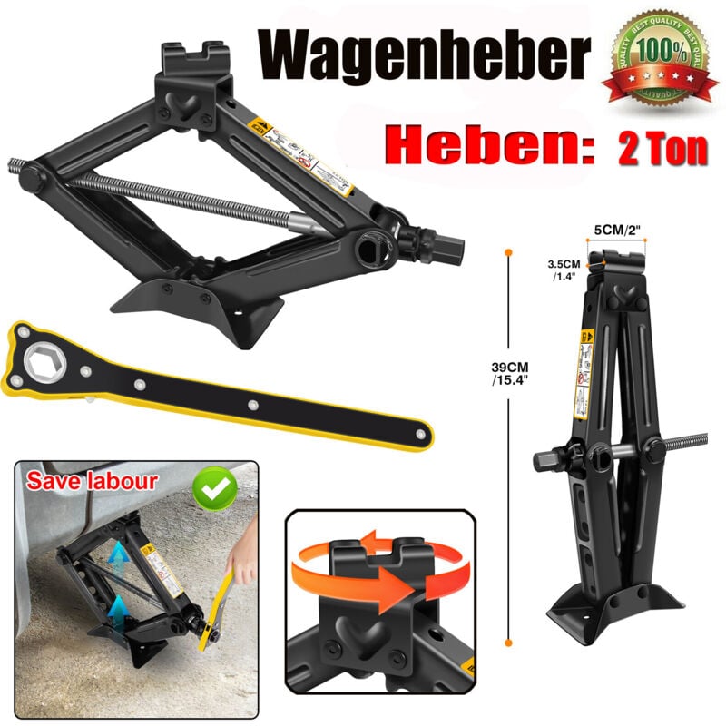 Image of Dayplus - Auto Wagenheber Scherenwagenheber Lift mit Handkurbel Für pkw/suv/mpv 2000kg de