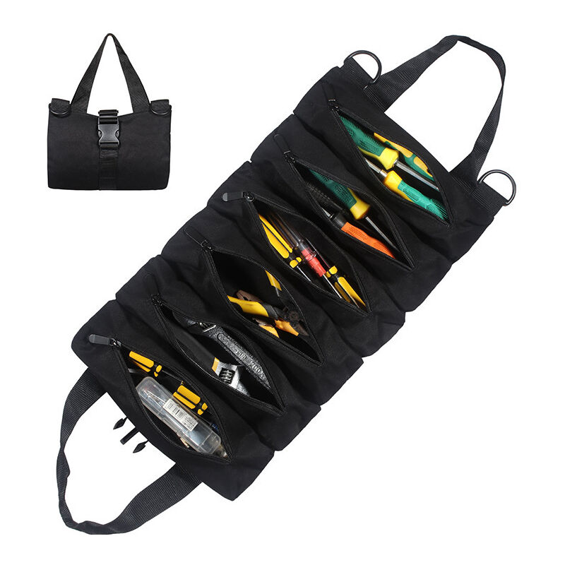 Image of Werkzeugtasche für die Autowartung, Auto-Canvas-Werkzeugtasche, Werkzeugtasche, Schwarz