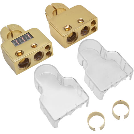 Autobatterie-Anschlussset mit präziser Spannungsüberwachung und standardmäßiger digitaler Voltmeteranzeige für verschiedene Fahrzeuganwendungen (A (Golden)).