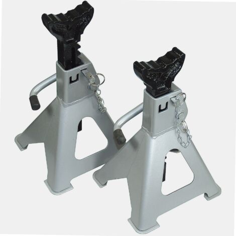 Autobest – Chandelles voiture à crémaillère X 2 – Charge 6T – Levée 382 à 600 mm – Goupille de sécurité pour stabilité accrue