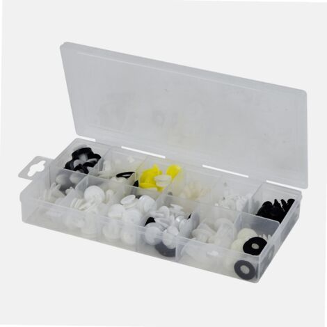 Autobest – Coffret agrafes panneaux de portes 93 pcs – Clips en plastique pour fixation efficace – Dimensions Ø 8 à 8,2 mm – Joints d'étanchéité inclus