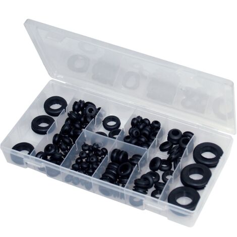 Autobest – Coffret de 180 passe-câbles souples 6,30 à 25,4 mm – Caoutchouc noir pour câblages électriques automobiles – Installation facile