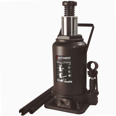 Autobest – Cric bouteille 20T – Capacité de levage 20 tonnes – Hauteur de levage 244 à 449 mm – Compact et léger 11.4 kg pour poids lourds