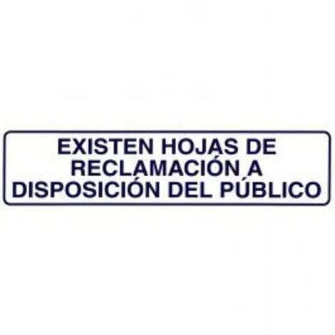 Autocollant 250x63 mm existen hojas reclamaciones
