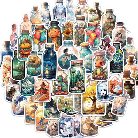 Autocollant 50 Pièces Bouteille de rafting Graffiti Stickers pour Portable Voiture Ordinateur Moto Velo Casque Skateboard Guitare Bouteille d'eau Guitare Décalcomanies Cool Decoration Cadeaux
