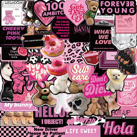 Autocollant 55 Pièces Poudre noireGraffiti Stickers pour Portable Voiture Ordinateur Moto Velo Casque Skateboard Guitare Bouteille d'eau Guitare Décalcomanies Cool Decoration Cadeaux