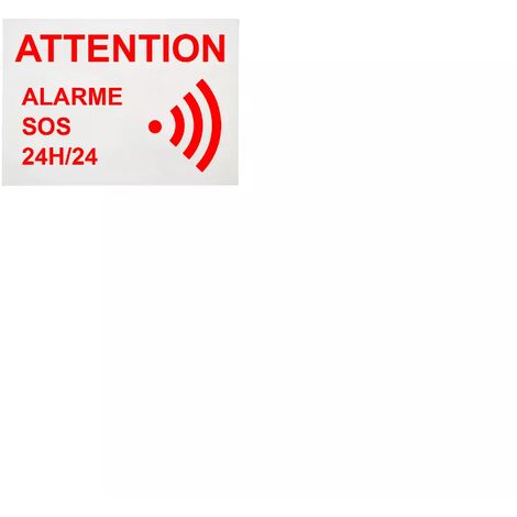 Autocollant / adhésif vitre 'ATTENTION ALARME SOS 24H/24' (8 x 6 cm)