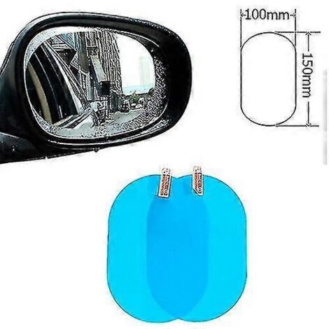Autocollant anti-buée pour voiture, film transparent pour rétroviseur, film de protection étanche pour rétroviseur intérieur (lot de 2)