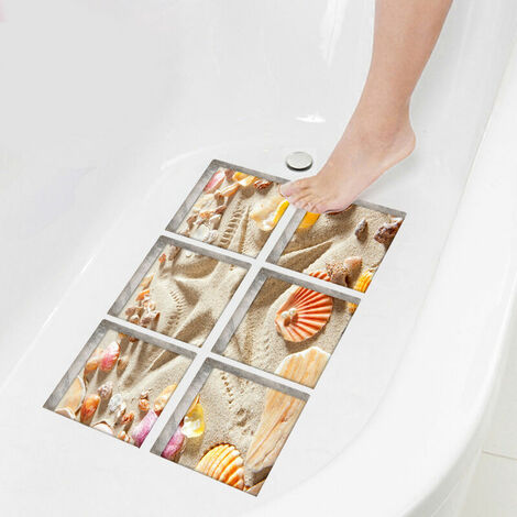 Autocollant Baignoire Antidérapant, 6 Pièces Stickers Carrelage Salle de Bain 15x15 Auto-adhésif pour Salle de Bain Baignoire Escaliers Salle de douche Autres Surfaces Glissantes，HANBING