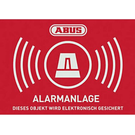 AUTOCOLLANT D'AVERTISSEMENT ''SYSTÈME D'ALARME'' ABUS AU1422 ROUGE, BLANC (L X H) 148 MM X 105 MM