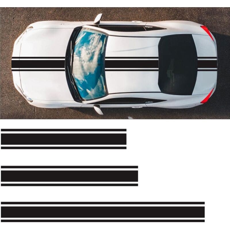 Autocollant de capot de voiture à rayures de course, autocollant en vinyle imperméable à rayures pour coffre de voiture, autocollant graphique de