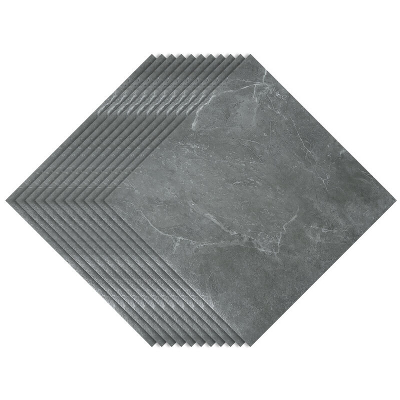 Autocollant de Carrelage de Salle de Bain étanche pour Mur Amovible pvc Autocollant de Sol en Marbre Gris Auto-adhésif,11pcs ,1m² - Swanew