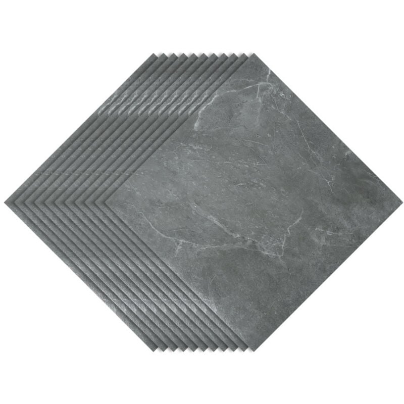 Swanew - Autocollant de Carrelage de Salle de Bain étanche pour Mur Amovible pvc Autocollant de Sol en Marbre Gris Auto-adhésif,22pcs ,2m²