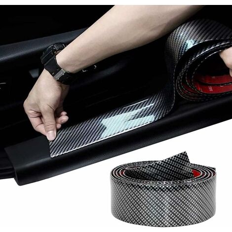 Lot de 2 rouleaux de protection de seuil d'entrée de portière de voiture,  film protecteur de seuil de voiture, 5 cm, 3 m, noir