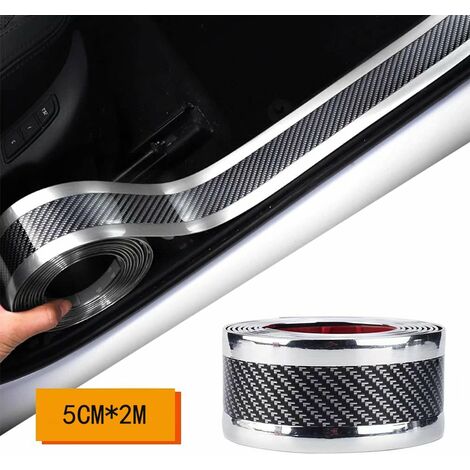 Autocollant de Seuil de Porte de Voiture Autocollants de Voiture en Fibre de Carbone, Universel Protecteur d'autocollant Auto-adhésif, Autocollant de Protection Accessoires, 2MX5CM，