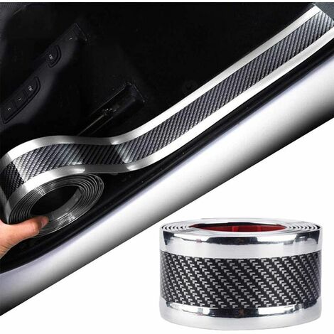 Autocollant De Seuil De Porte De Voiture Fibre de Carbone Scuff Scratch Résistant,Protecteur Anti-Choc Bande en Caoutchouc,avec Résistance à l'abrasion,Aux Rayures Et Forte Adhésion(3M 5CM)-C
