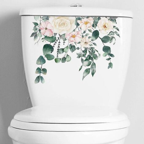 autocollant De Toilette Tropical Greenery Flower Leaf Bathroom Home Decor Wall Stickers Autocollant De Toilette Auto-adhsif 1