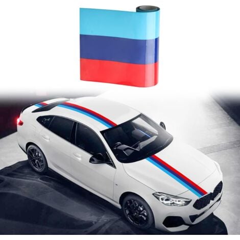 Autocollant décoratif à rayures colorées M 118'' x 6'' compatible avec l'extérieur ou l'intérieur de BMW, couverture de garde-boue de calandre, jupe latérale, pare-chocs (3 x 15 cm)