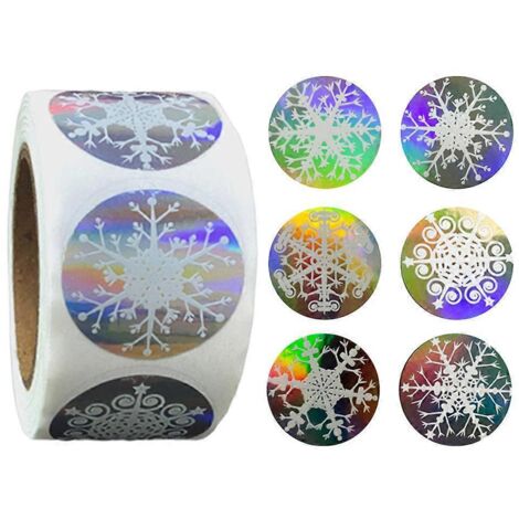 Autocollant décoratif pour le Nouvel An, motif sapin de Noël et flocons de neige, pour des créations originales