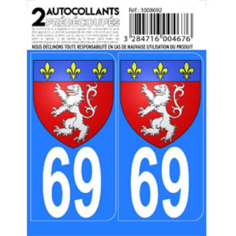 Autocollant departement 69 - BLASON LYONNAIS -x2-