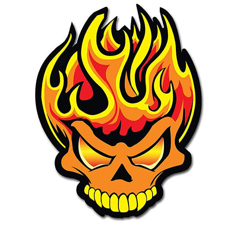 Autocollant Drôles Stickers Crâne de Flamme pour Moto Fenêtre de Voiture Porte Casque de Scooter Vélo Tuning Idée Cadeau 13Treize