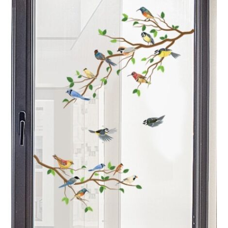 autocollant électrostatique pour fenêtre « Rencontre d'oiseaux »  Décoration de fenêtre