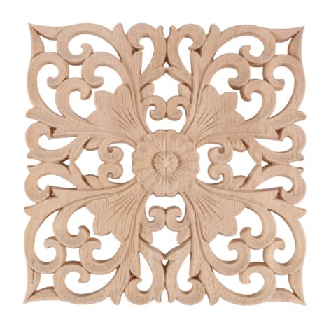 Appliques Décoratives En Bois Sculpté Vintage - Lot Gauche + Droite, Motif Floral, Pour Meubles, Cadres, Murs (13x7 Cm)