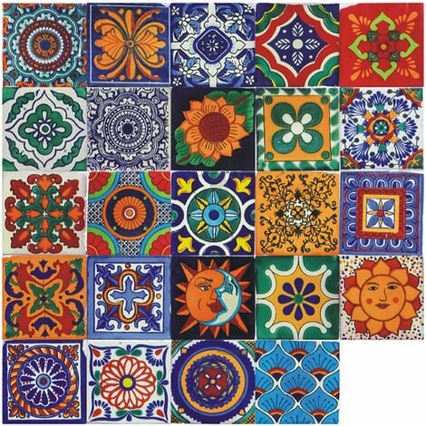 ERSANDY Autocollant en Tuile pour Salle de Bain et Cuisine, 24 Pcs Stickers muraux Carrelage adhésif Mosaïque Autocollant Adhésive décorative à Carreaux de Ciment pour Carreaux de Murs Décor (10x10cm)