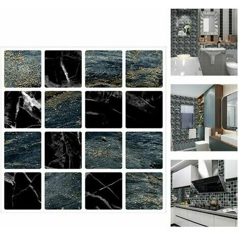 Autocollant en Tuile pour Salle de Bain et Cuisine, 30 Pièces Stickers Carrelage Autocollant Mural Imperméable, Stickerscarrelage Adhésifs pour Les Carreaux de Murs Décor de Taille 10x10cm(Msc067) ANE