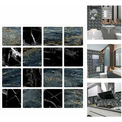 Autocollant en Tuile pour Salle de Bain et Cuisine, 30 Pièces Stickers Carrelage Autocollant Mural Imperméable, Stickerscarrelage Adhésifs pour Les Carreaux de Murs Décor de Taille 10x10cm(Msc067) DEN