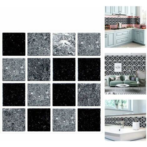 Autocollant en Tuile pour Salle de Bain et Cuisine, Stickers Carrelage Autocollant Mural Imperméable, Stickerscarrelage Adhésifs pour Les Carreaux de Murs Décor de Taille， （10x10cm，30pcs）