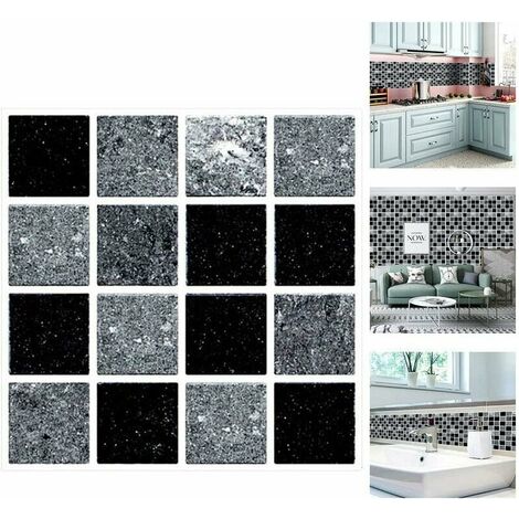 Autocollant en Tuile pour Salle de Bain et Cuisine, Stickers Carrelage Autocollant Mural Imperméable, Stickerscarrelage Adhésifs pour Les Carreaux de Murs Décor de Taille， （10x10cm，30pcs）