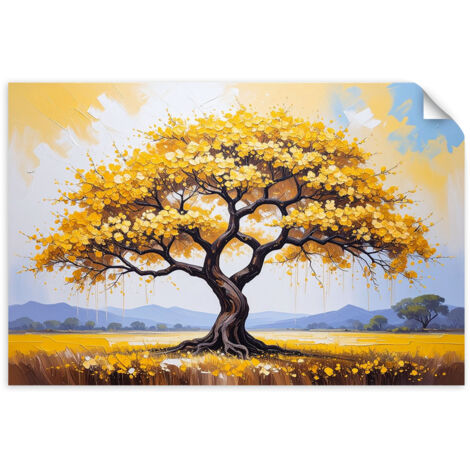 Autocollant Film Arbre de vie doré en fleurs 3D 120x80