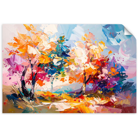 Autocollant Film Paysage coloré Arbres Forêt Imitation peinture à l'huile 120x80