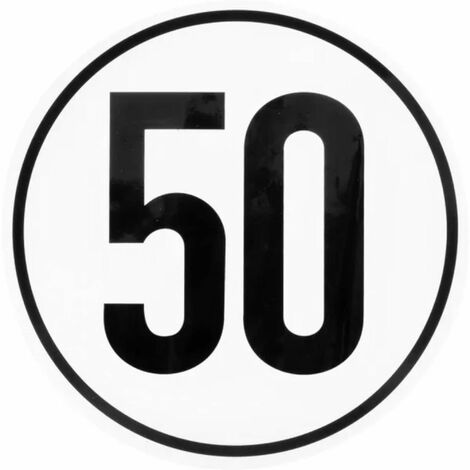 Autocollant limitation de vitesse 50 km/h diamètre 200mm plastique noir blanc tracteur remorque caravane