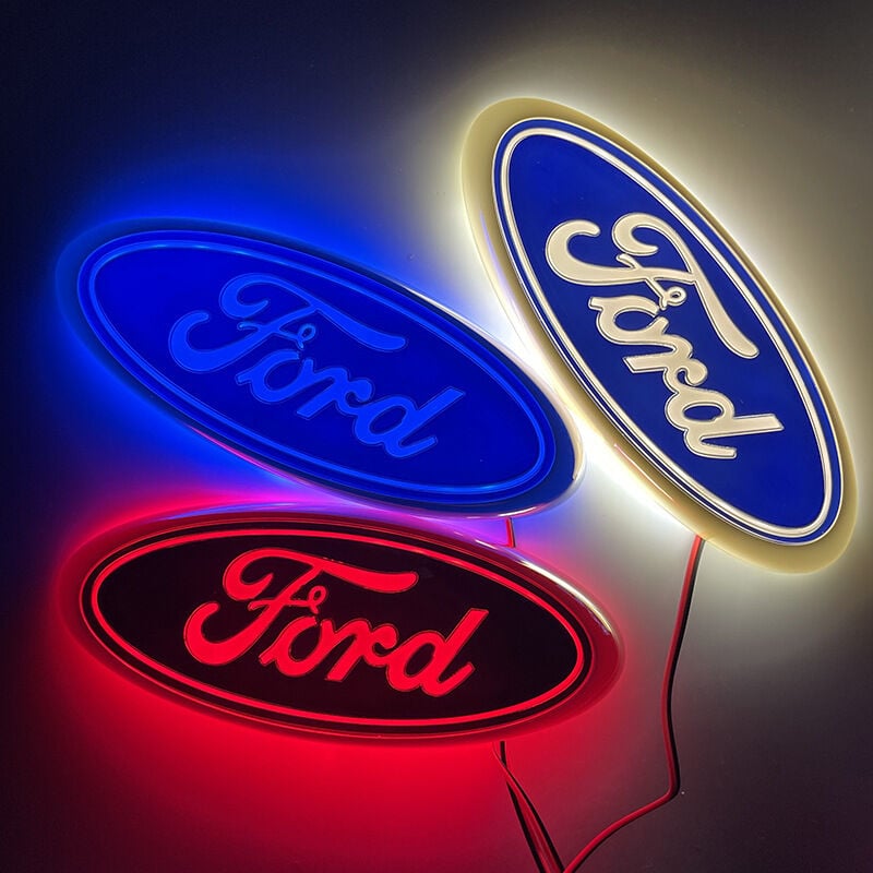 Crea - Autocollant lumineux led 4D pour Ford, 14,5 cm x 5,6 cm, blanc