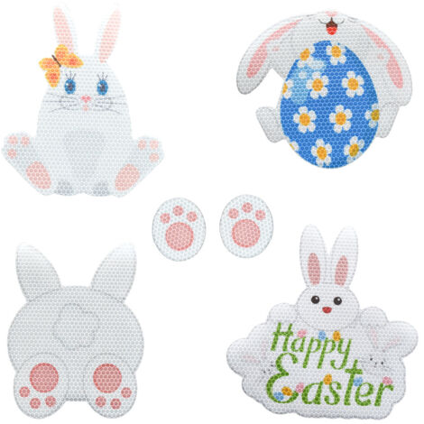 Autocollant magnétique réfléchissant pour voiture, autocollant pour porte de garage ou autocollant pour réfrigérateur, autocollant pour œuf de Pâques en forme de fleur et lapin de Pâques